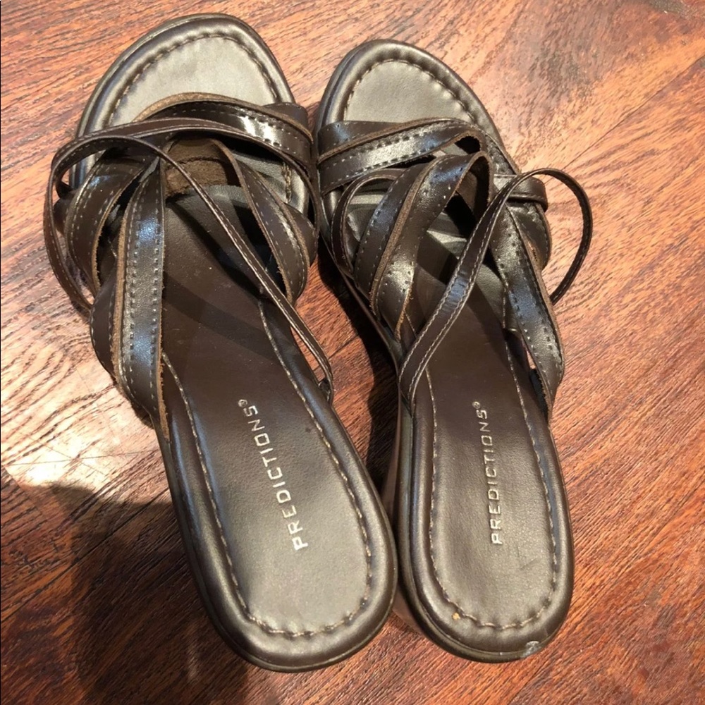 Brown wedge sandals